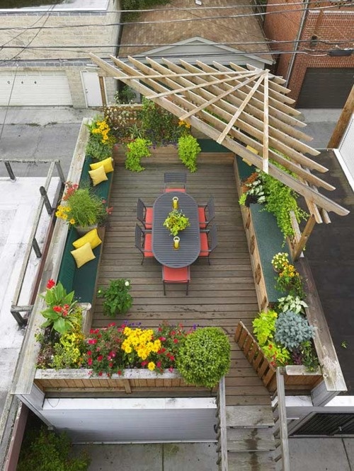 当屋顶花园用上防腐木真的太美了，23个防腐木屋顶花园图片案例欣赏（23）-成都青望园林景观设计公司
