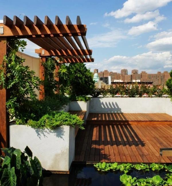 当屋顶花园用上防腐木真的太美了，23个防腐木屋顶花园图片案例欣赏（22）-成都青望园林景观设计公司