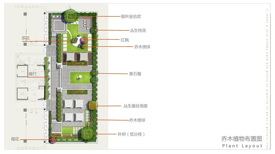 成都青羊工业园区屋顶花园设计-概念方案-乔木植物布置图-成都青望园林景观设计公司