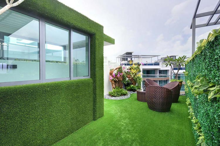 成都人造仿真草坪地毯-屋顶花园仿真草坪-成都青望园林景观设计公司