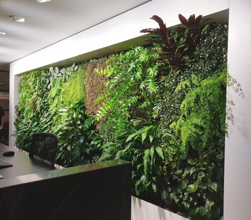 公司前台仿真植物墙logo背景墙定制设计-成都青望园林景观设计