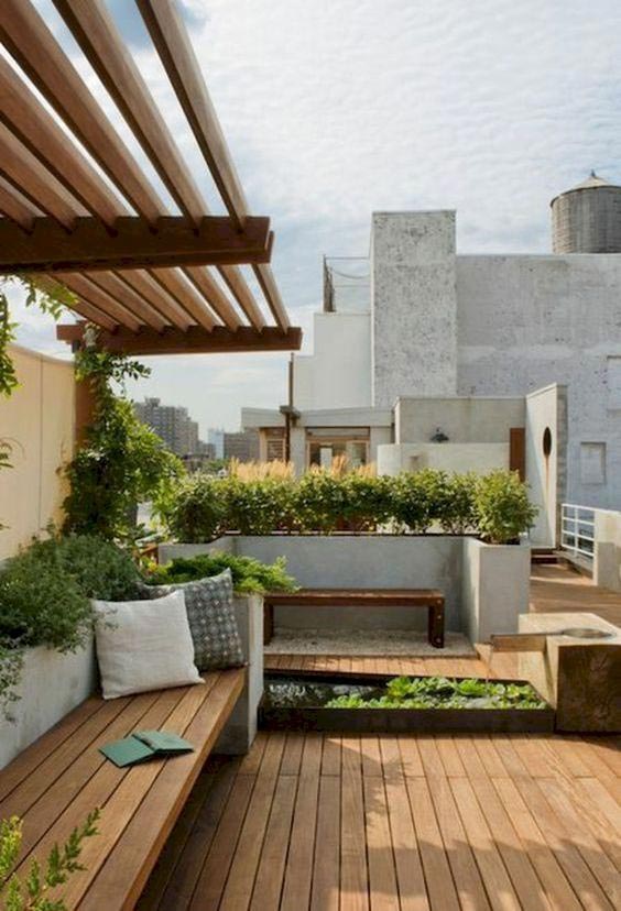 100平屋顶花园设计实景图-成都青望园林景观设计公司