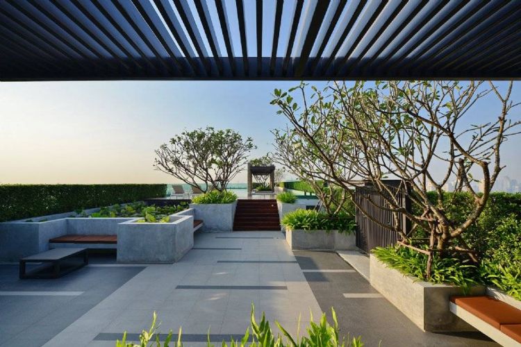 现代风格楼顶露台花园设计实景图片-青望私家花园设计-1