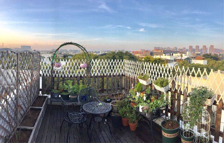 网友家13平米露台空中花园设计案例实景图片分享，属于自己的秘密花园-青望私家花园设计-1