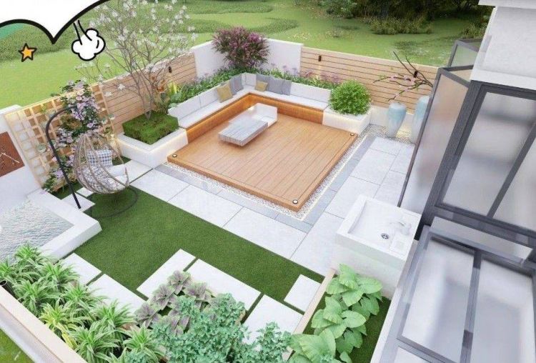 一楼70平方花园庭院设计装修效果图-成都青望园林景观设计公司-1