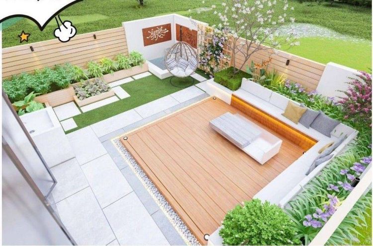 一楼70平方花园庭院设计装修效果图-成都青望园林景观设计公司-1