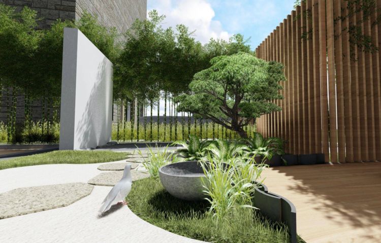 禅意日式私家花园设计效果图-成都青望园林景观设计公司