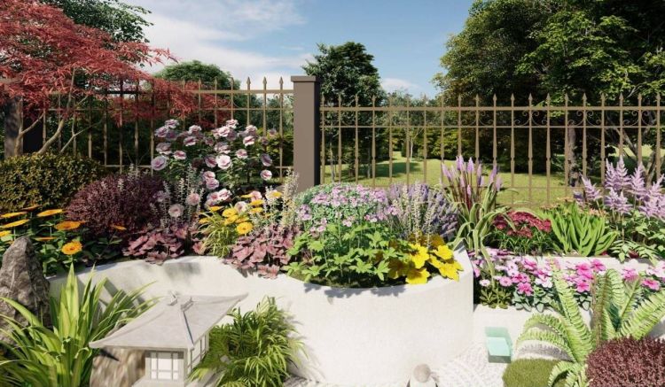 70平米小花园日式庭院设计效果图，现代日式庭院设计-成都青望园林景观设计公司-1