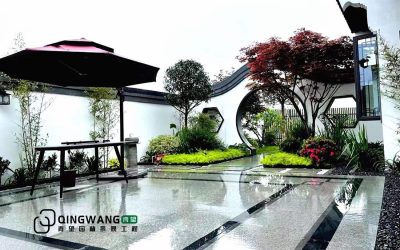 成都大邑云上300㎡新中式风别墅花园景观设计施工实景图案例