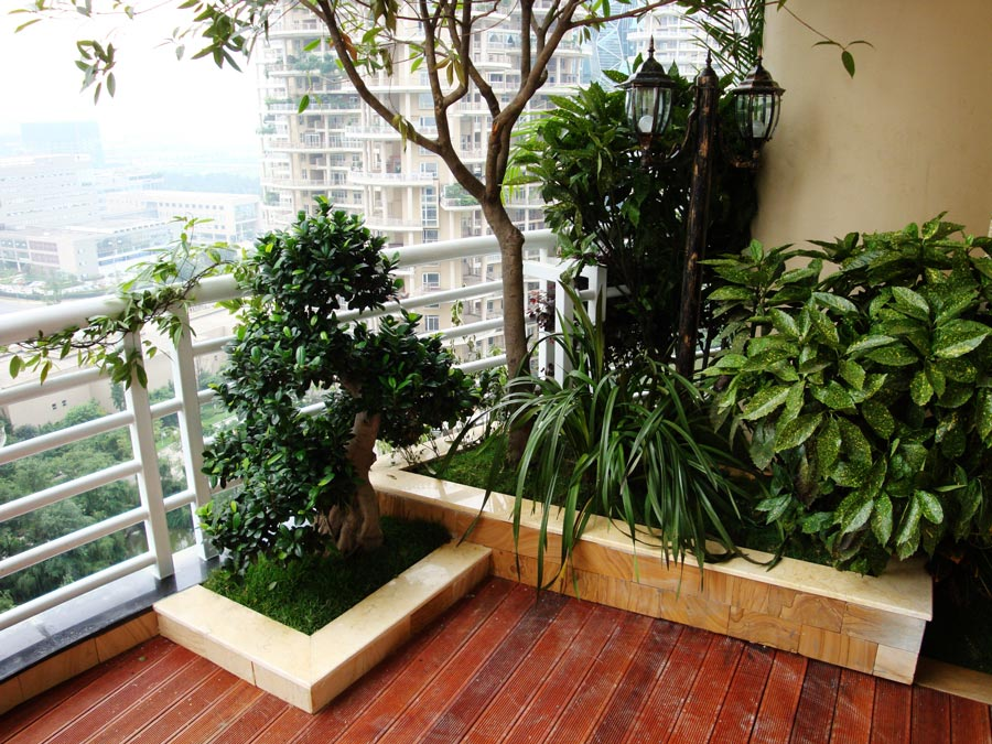 阳台花园实景图_阳台花园设计-成都青望园林景观设计公司