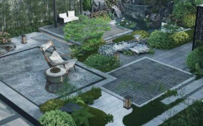 300㎡新中式庭院花园设计效果图方案分享，打造典雅私家花园生活