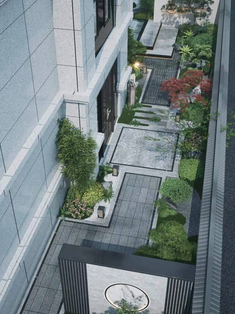 300㎡新中式庭院花园设计效果图方案-成都青望园林景观设计公司
